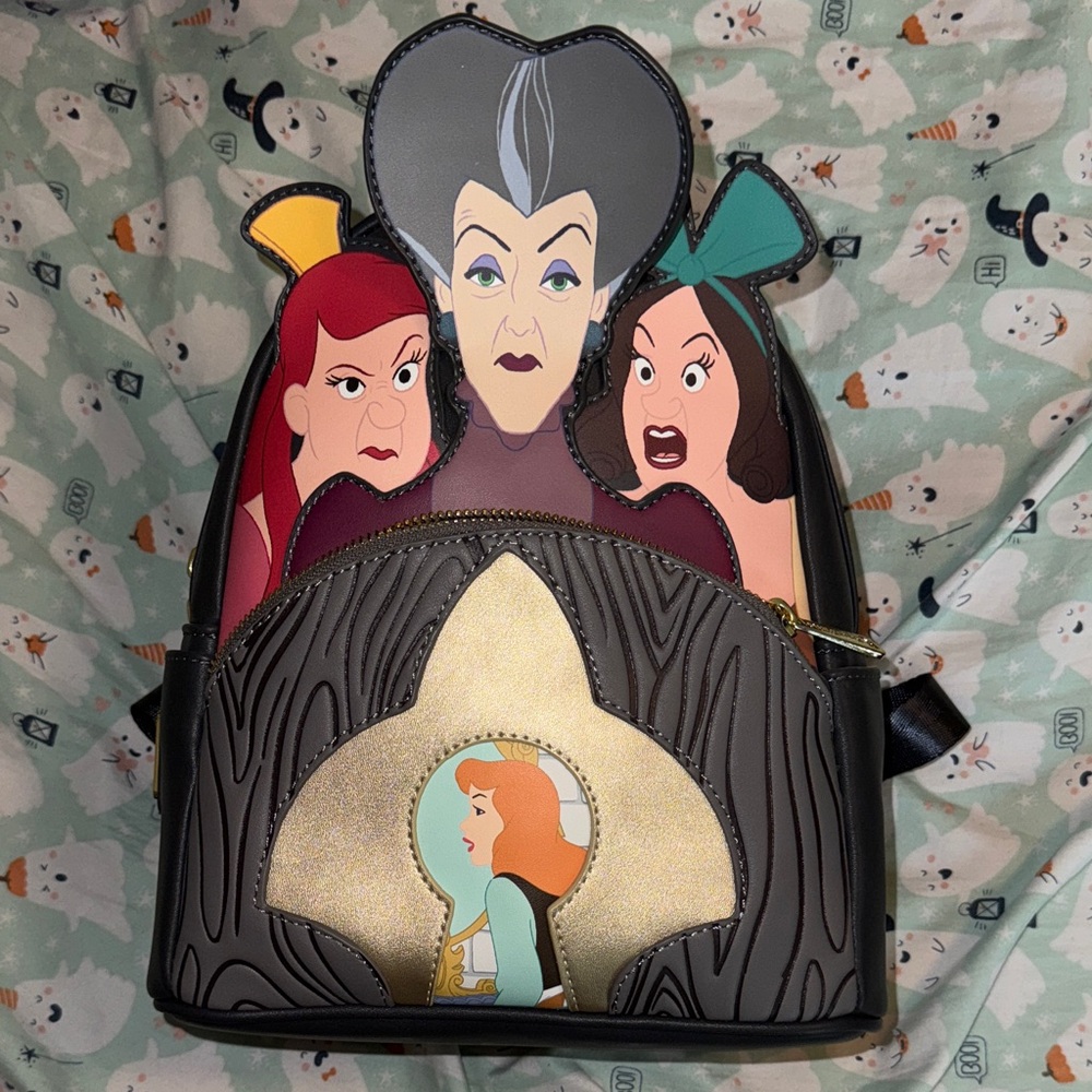 Loungefly Disney Villains Backpack - Black, Gold, Red, Green